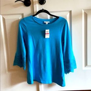 Charter club teal 3/4 sleeve top NWT